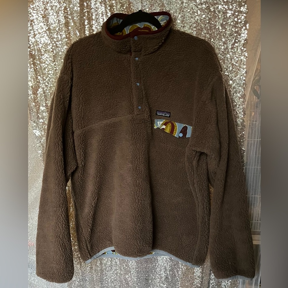 Patagonia Reversible  Blue and Brown Floral Jacket - Picture 2 of 6